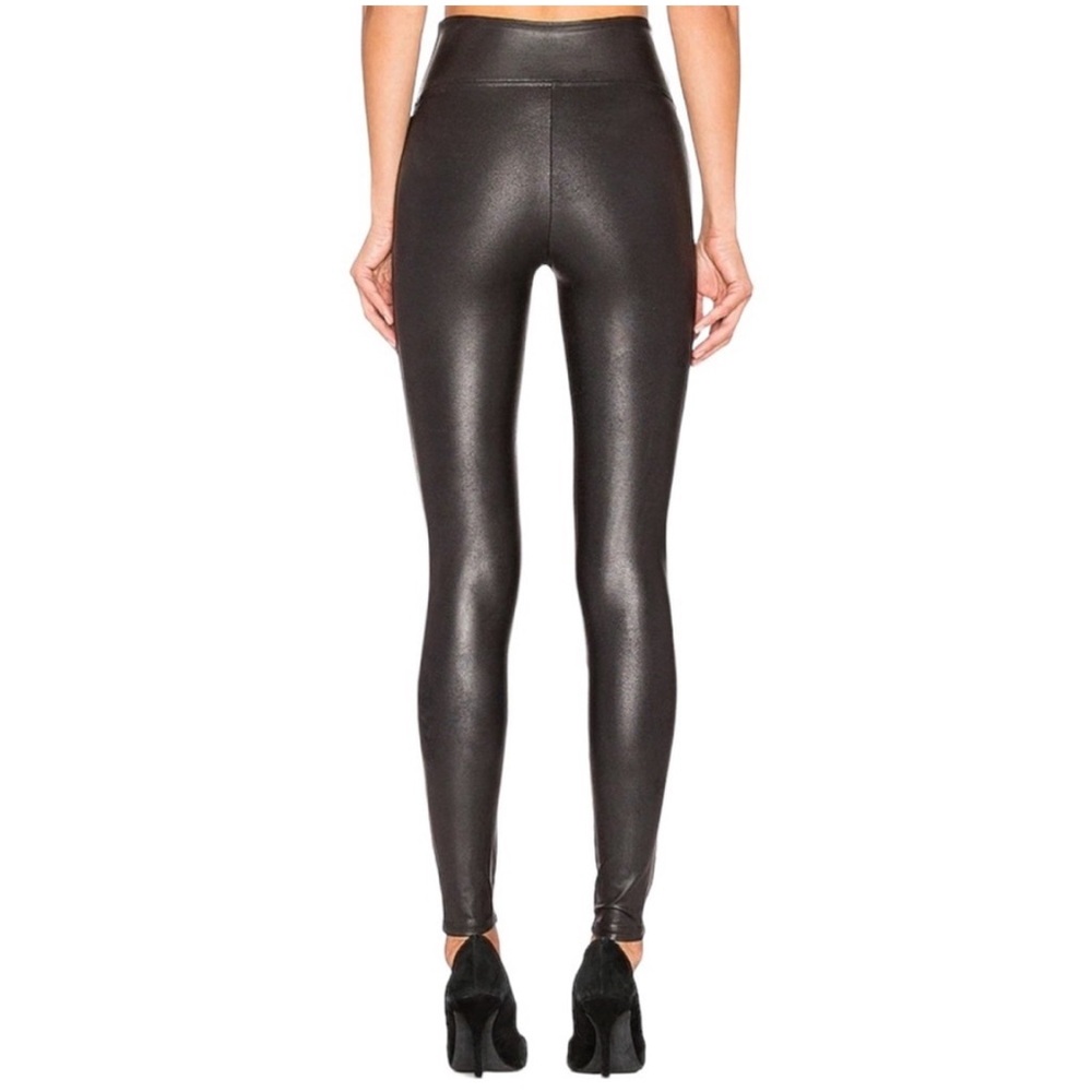 SPANX Black Faux Leather Leggings High-Waisted Size XL